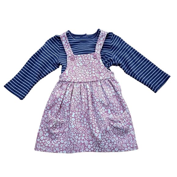 JoJo Maman Bebe Shirt & Pinafore, VGUC, Sz 6-12m (AA) - Picture 1 of 8
